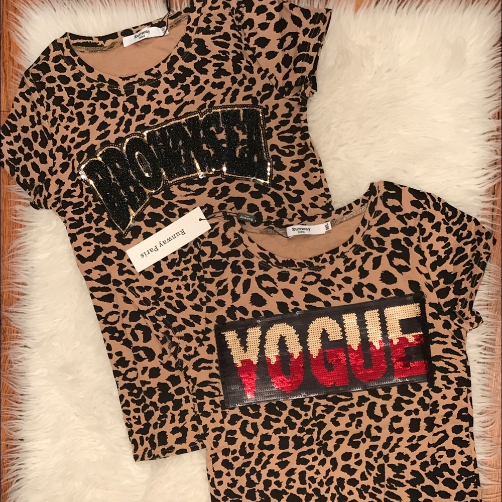 Cheetah Fashion Short Sleeve Tops